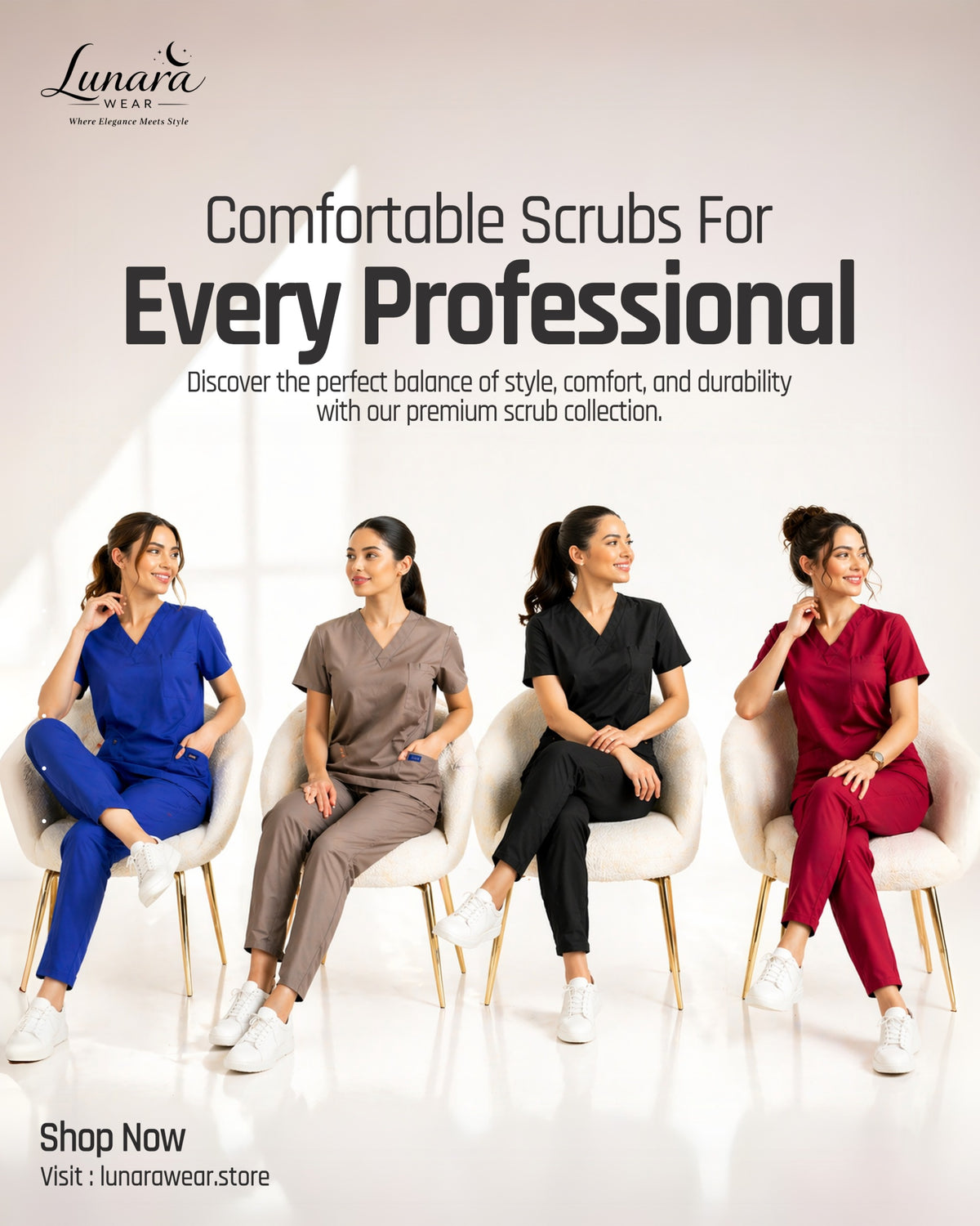 Lunara Premium Scrub Set – Extended Sizes (XS-3XL)